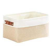 Mangata Small Storage Baskets, Canvas Fabric Storage Box for underwear, sock, towel(Small, Khaki)