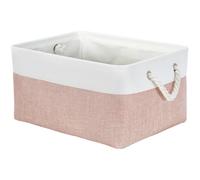 Mangata Soft Fabric Storage Boxes, Multi-Size, Rectangular Container Baskets for Shelf, Wardrobe, Toys and Clothes, 36x26x18 cm, Pink and White(Medium, 1 Pack)