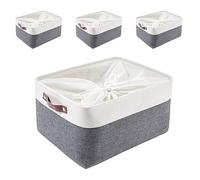 MANGATA Storage Baskets, Fabric Storage Boxes, Cold Grey&White (XXLarge, 4Pack)