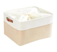 Mangata Storage Baskets, Grey Thickened Canvas Fabric Storage Box for Toys, Clothing, Books (Jumbo, Khaki)