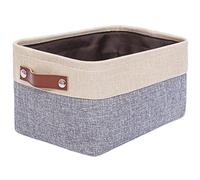 Mangata Storage Baskets, Thickened Canvas Fabric Storage Boxes with Handle for Shelves, Clothes Toys (Medium, Grey/Beige)