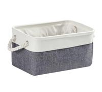 Mangata Storage Boxes, Small Fabric Storage Baskets with Rope Handles for Cupboards, Shelves, Wardrobe, Toys, Clothes (Foldable, Cold Grey White)
