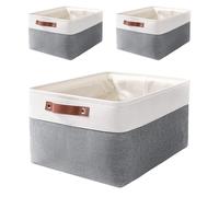 MANGATA XLarge Fabric Storage Boxes, 3-Pack Collapsible Clothing Storage Basket, for Clothes Toy Cupboards Shelves(XL, Cold Grey)