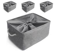 Mangata XLarge Fabric Storage Boxes, Multi-Size, Linen Organiser Baskets for Shelves - 4 Pack, 45x35x24 cm(Grey, XL)