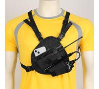 MANGENA Radio Chest Harness Ring Holster Pack with Front Pouches and Zipper Bag for Universal Walkie Talkie Vest Bag Pack Duty Belt Radio Pouch Case Accessories Holder for Baofeng Kenwood for Police