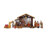 Manger Scene, Bethlehem Miniature Statue Group, Traditional Devotional Accents, Hand Finished Sculpted Clay Material, Christmas Story Depiction Figurine Kit, Spiritual Home Living Room Presentation Pi