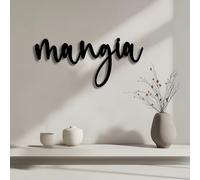 Mangia Cursive Metal Wall Art Sign, Italian Eat Word Decor for Kitchen and Dining Room, Rustic Farmhouse Metal Plaque, Housewarming Gift (30" x 12" / 76x30cm)