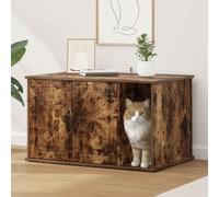 Mangloder Cat House, Smoked Oak Made of Wood Material, 85 x 55 x 50.5 cm, Indoor Cat House with Mounting Accessories, Durable for Sleeping, Hiding, Climbing, Playing in the Home