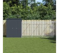 Mangloder Dog Kennel with Run, Anthracite, Galvanised Steel, 165 x 659 x 181 cm, Dog House for Puppy House, Kennel, Sleeping Area, Shelter, Protection, Weatherproof, Outdoor, Garden, Patio