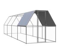 Mangloder Outdoor Chicken Cage 2 x 8 x 2 m Galvanised Steel with PE Roof and Lock, Enclosure for Chickens, Hens, Ducks, Aviary for Garden Outdoor