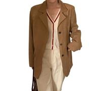 MANGMAO Suede Jacket Y2k Outerwear Brown Faux Leather Jacket Women Fall Fashion 2024 Trendy Old Money Oversized Blazers, Khaki, Small