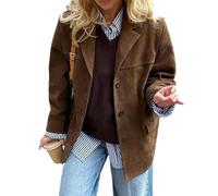 MANGMAO Suede Jacket Y2k Outerwear Brown Faux Leather Jacket Women Fall Fashion 2024 Trendy Old Money Oversized Blazers, Brown, L