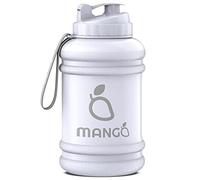 MANGO 2.2L Water Bottle With Straw and Time markings - BPA Free Xl Jug - Extra Large Durable Sports Bottles With Flip Cap - Ideal For Gym and Bodybuilding - Large Sports Reusable Water Bottle (White)
