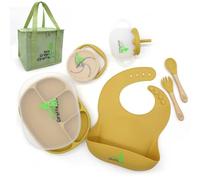 Mango 7-Piece Silicone Weaning Set with Suction Bowl, Spoon, Fork & Cup | Suction Plate, Baby Gifts