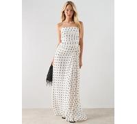 Mango A-Line Polka-Dot Strapless Dress, White, Size S, Women White