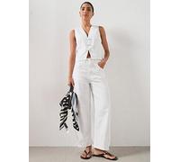 Mango Balloon Crop Co-Ord Jeans, White, Size M, Women White