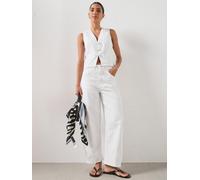 Mango Balloon Crop Co-Ord Jeans, White, Size S, Women White