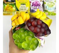 Mango banana peel gummies, peelable candy, gummies, fruit juice soft candy, 50% juice content, sweet and sour grape candies, candied fruits, wedding candy, dessert, sweets (3 Flavor Mix,8 bags)