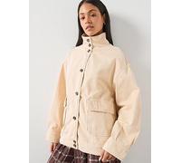 Mango Denim Parka With Stand-Up Collar, Cream, Size L, Women Cream