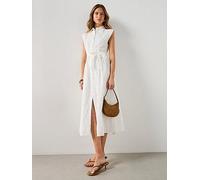 Mango Embroidered Belt Dress, Ivory, Size L, Women Ivory