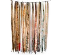 Mango Gifts Exotic Elegance: Handcrafted Multicolor Ribbon Doorway Curtain in Old Silk Sari Beige