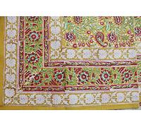 Mango Gifts Hand Block Print Tablecloth Cover 100% Cotton Floral Multi Colour, Size 150 x 220cm | Table top | Decoration | Parties | Weddings | Spring/Summer