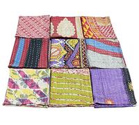Mango Gifts Hand Stitched Kantha Napkins (12 Pack) - 100% Cotton Boho Cloth Dinner Napkins - Recycled, Washable, 16x16 Inch, Assorted Colors - Everyday Use, Parties, Weddings, Birthdays