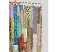 Mango Gifts Old Silk Sari Saree Patchwork Multicolor Boho Curtain Door Drapes Single Piece (Beige)