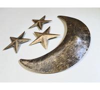 Mango Gifts Rustic Metal Moon Star Wall Decoration (Gold)
