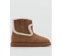 Mango Girls Faux Fur Trim Suede Boots, Brown, Size 4.5 Older Brown