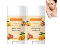 Mango Grapefruit Whole Body Deodorant Stick, Solid Perfume Antiperspirant for Odor Control & Sweat Protection, Long-Lasting Natural Fragrance, Smooth Solid Balm, Travel Size All Day Freshness (2pcs)