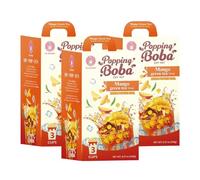 Mango Green Tea Popping Boba Kit - DIY Bubble Tea Kit (Makes 3, 6, 9, or 18 drinks) Includes Cups, Straws, Popping Boba & Syrup (3 Pack (9 servings), Mango)
