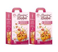 Mango Green Tea Popping Boba Kit - DIY Bubble Tea Kit (Makes 3, 6, 9, or 18 drinks) Includes Cups, Straws, Popping Boba & Syrup (2 Pack (6 servings), Strawberry)