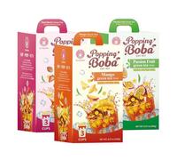 Mango Green Tea Popping Boba Kit - DIY Bubble Tea Kit (Makes 3, 6, 9, or 18 drinks) Includes Cups, Straws, Popping Boba & Syrup (3 Pack (9 servings), Assortment (Mango/Strawberry/Passion Fruit))