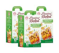 Mango Green Tea Popping Boba Kit - DIY Bubble Tea Kit (Makes 3, 6, 9, or 18 drinks) Includes Cups, Straws, Popping Boba & Syrup (3 Pack (9 servings), Passion Fruit)
