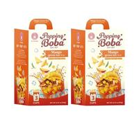 Mango Green Tea with Mango Popping Boba Kit (6 servings) - DIY Bubble Tea Kit | Includes Cups, Straws, Popping Boba & Syrup