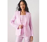 Mango Linen Suit Jacket, Pink, Size 12, Women Pink