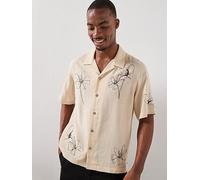 Mango Mahon Short Sleeve Shirt, Beige, Size L, Men Beige
