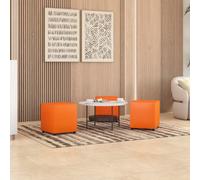 Mango Orange Faux Leather Cube Seat