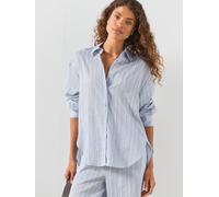 Mango Oversize Striped Co-Ord Shirt, Blue, Size Xl, Women Blue