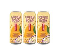 Mango & Passion Fruit Flavour Green Tea with Mango Flavour Popping Gel Balls 490ml x 3 Cans - Ready to Drink Fruit Green Tea Beverage