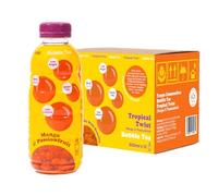 Mango & Passionfruit Popping Boba in a Bottle, Bubble Fruit Tea, 12 x 500ml Bottles, Tropical Twist