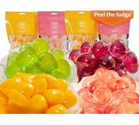 【Mango peel gummy 70g/bag】Peel the fudge,fruit gummy,Sweets,white peach grape candy,healthy snack food,instant snacks,Chinese snacks gifts,Wedding candies (Mango,2bags)