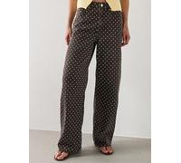 Mango Polka Dot Balloon Jeans, Brown, Size 8, Women Brown