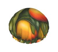 Mango Print Hair Cap With Adjustable Elastic Band And Vibrant, Shower Cap For Women Reusable Waterproof