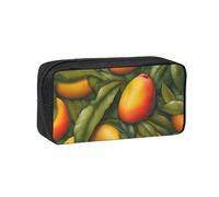 Mango Print Large Pencil Case Big Capacity Pen Case Durable Pencil Box Stationery Bag for Travel Makeup