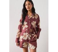 Mango Printed Co-ord Lyocell Shirt, Red, Size Xs, Women Red