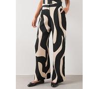 Mango Printed Co-ord Straight Trousers, Black, Size 6, Women Black