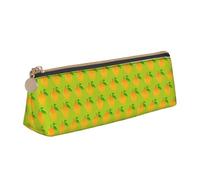 Mango Printing Triangular Leather Pencil Case with Zipper Pen Pouchfor Boys Girls Pupil for Work and School
