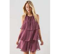 Mango Ruffled Draped Dress, Red, Size S, Women Red